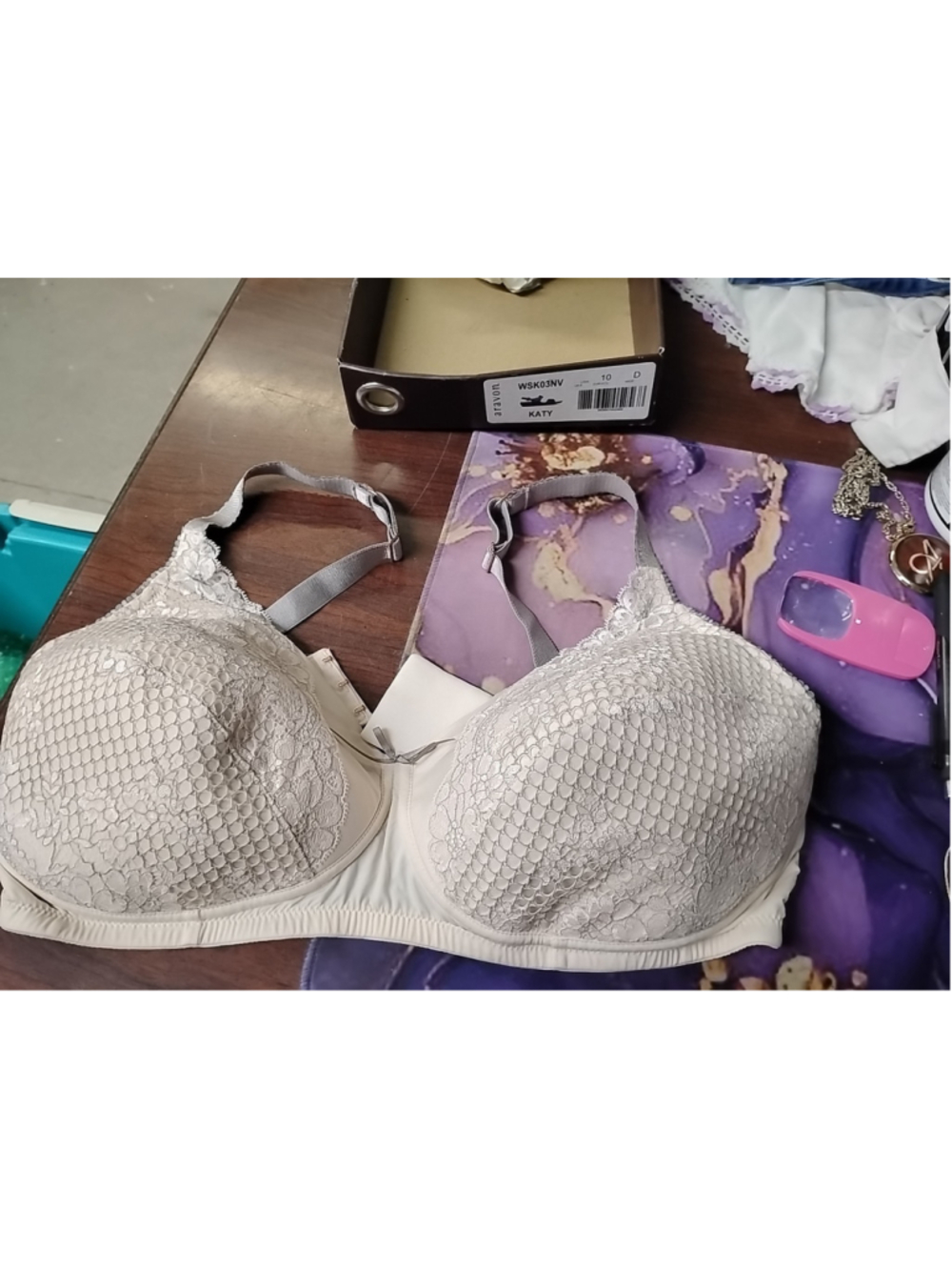 Amoena Alina Bra Wireless Lace Pocketed Post Mastectomy Sz 42D